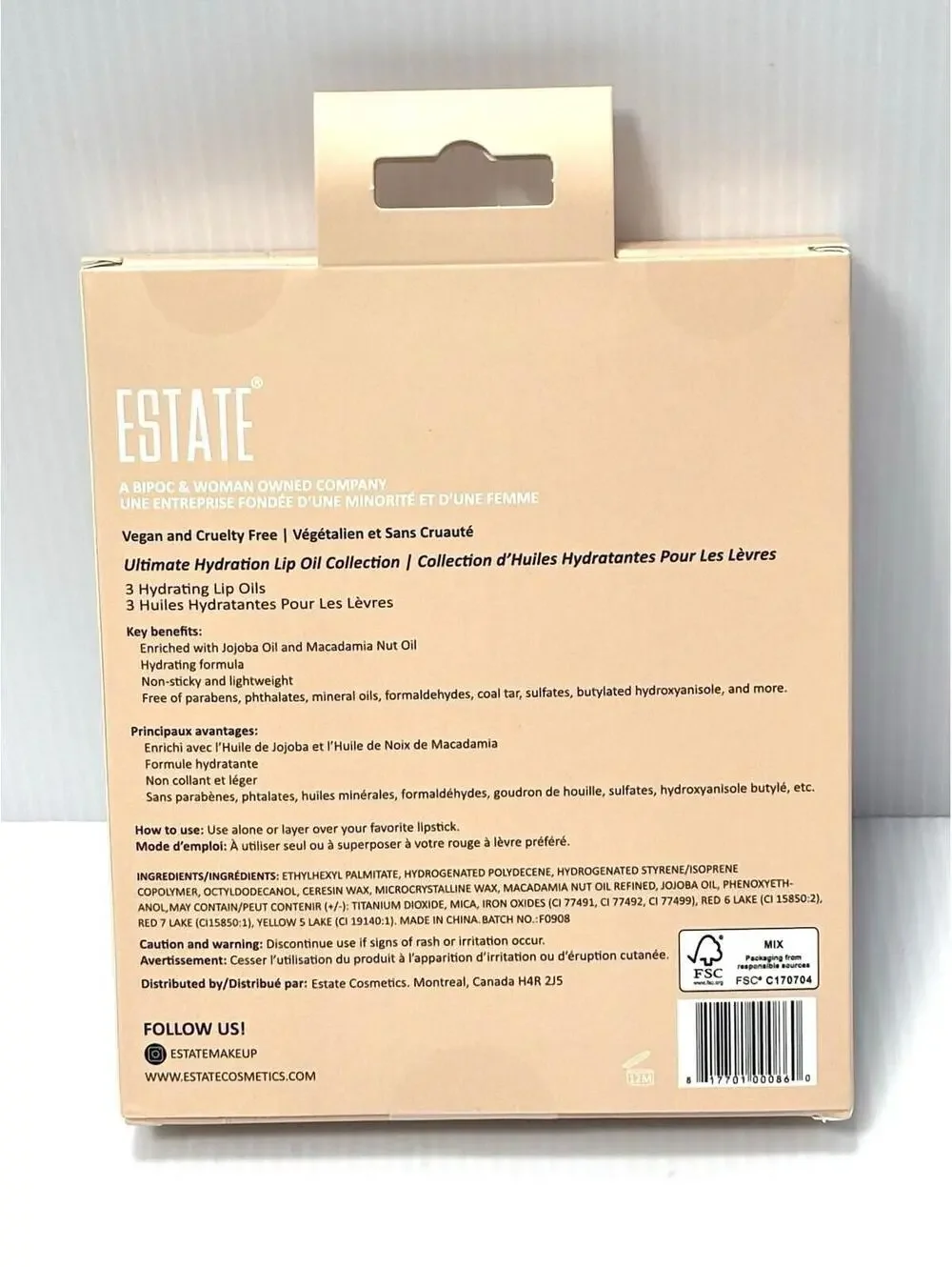 Estate Cosmetics Ultimate Hydration Lip Oil Collection - 3 Piece Set - New!